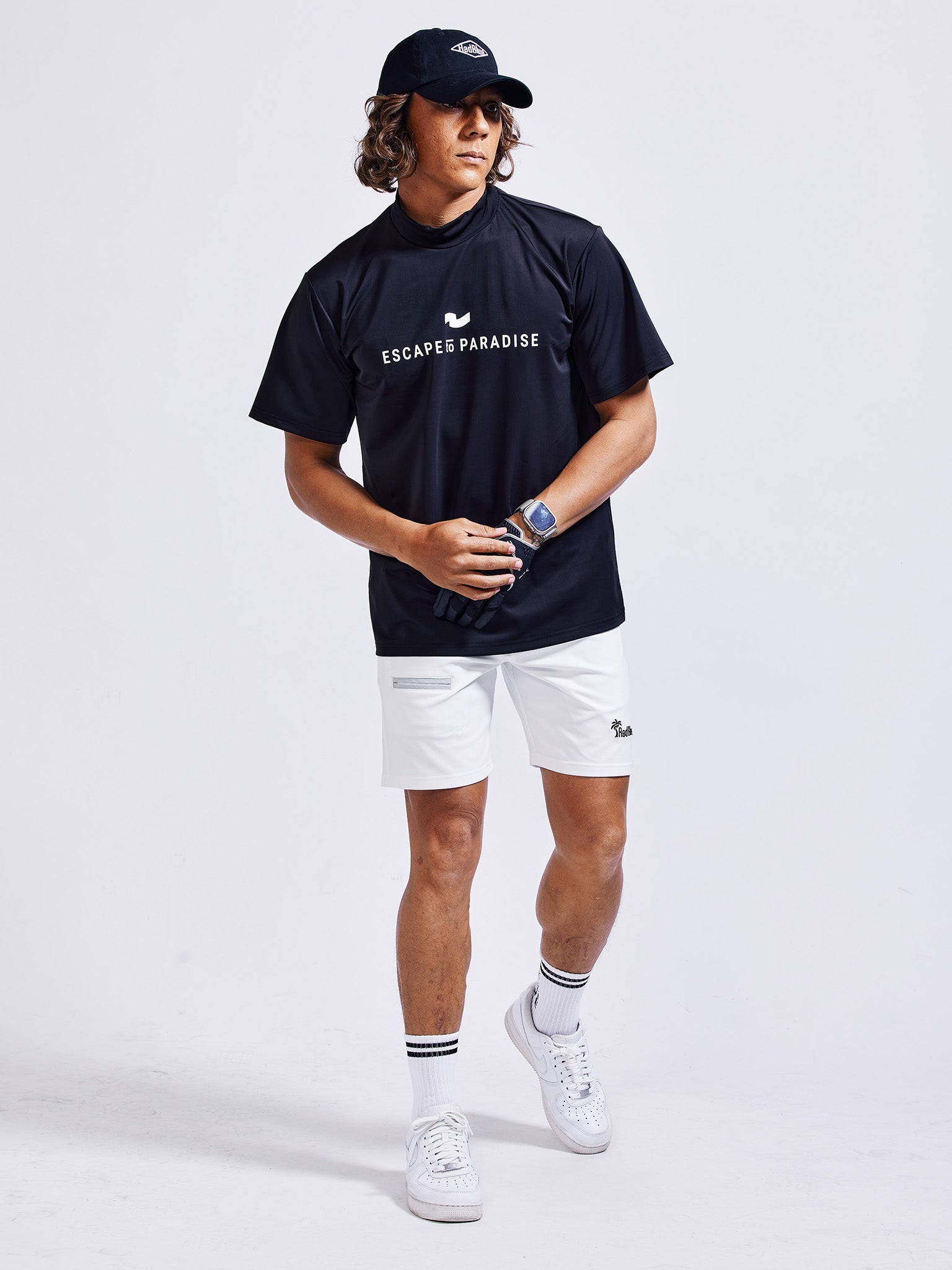 カラーストレッチモックネックS/S【logo】