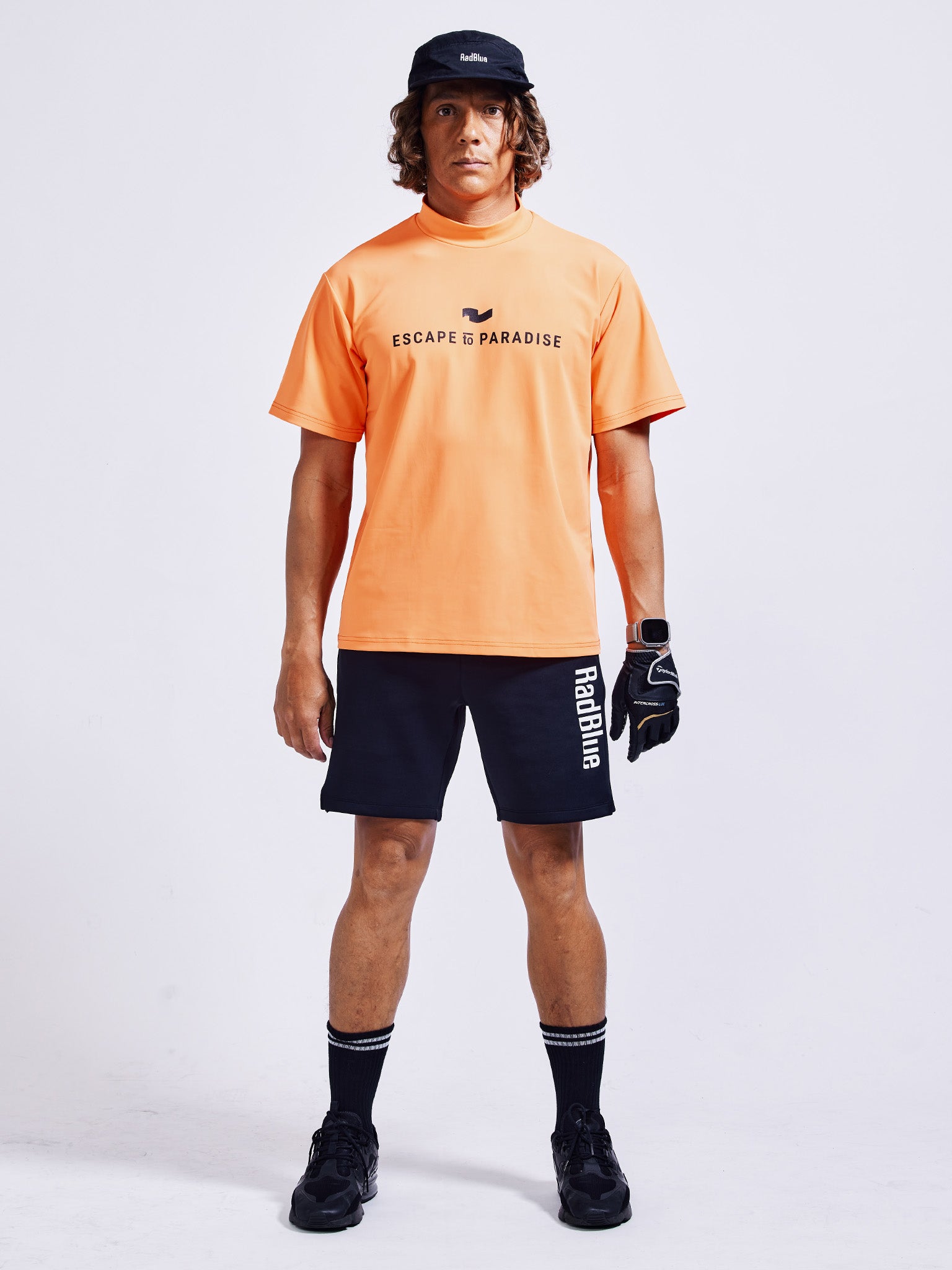 カラーストレッチモックネックS/S【logo】