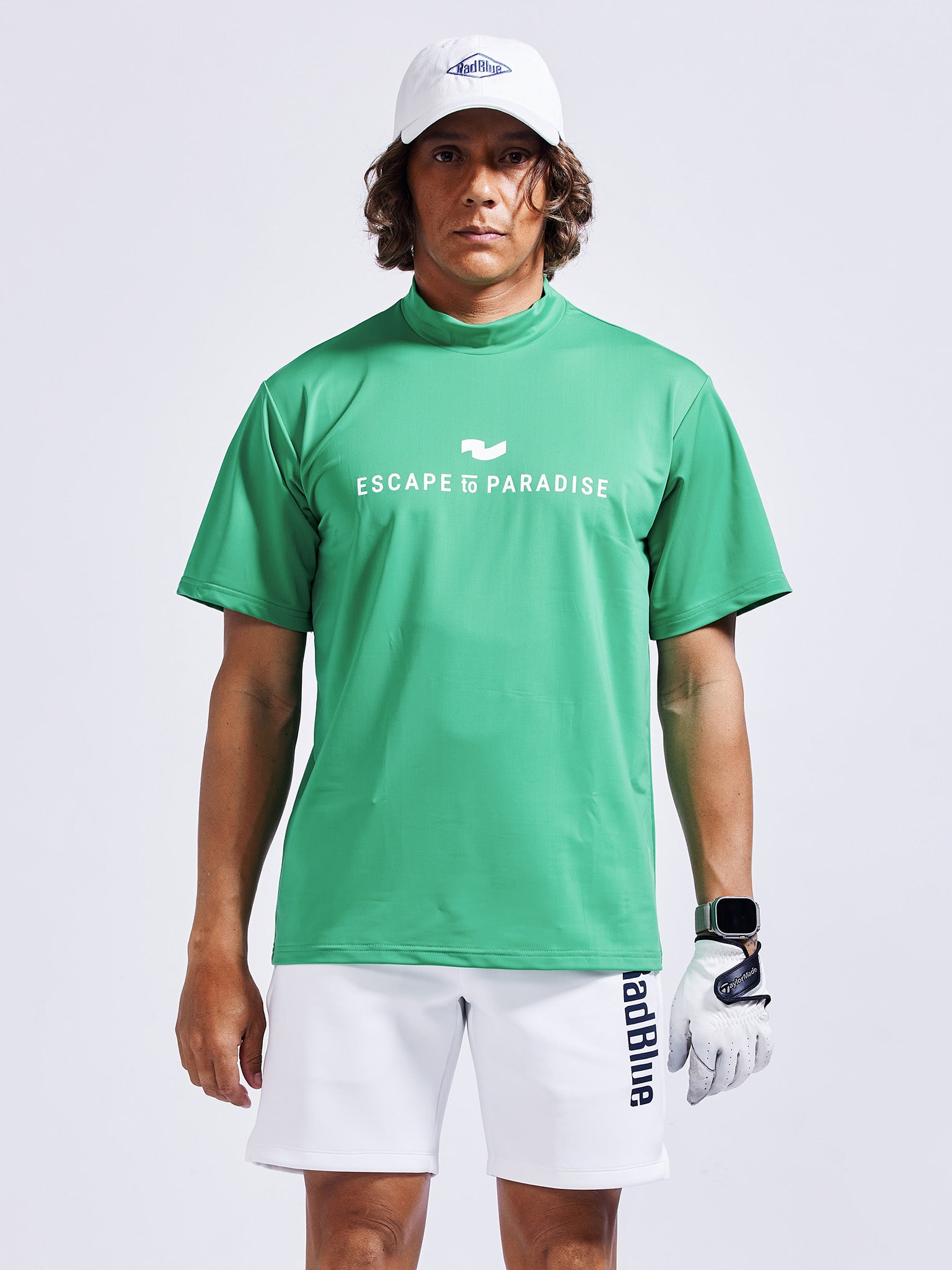 カラーストレッチモックネックS/S【logo】