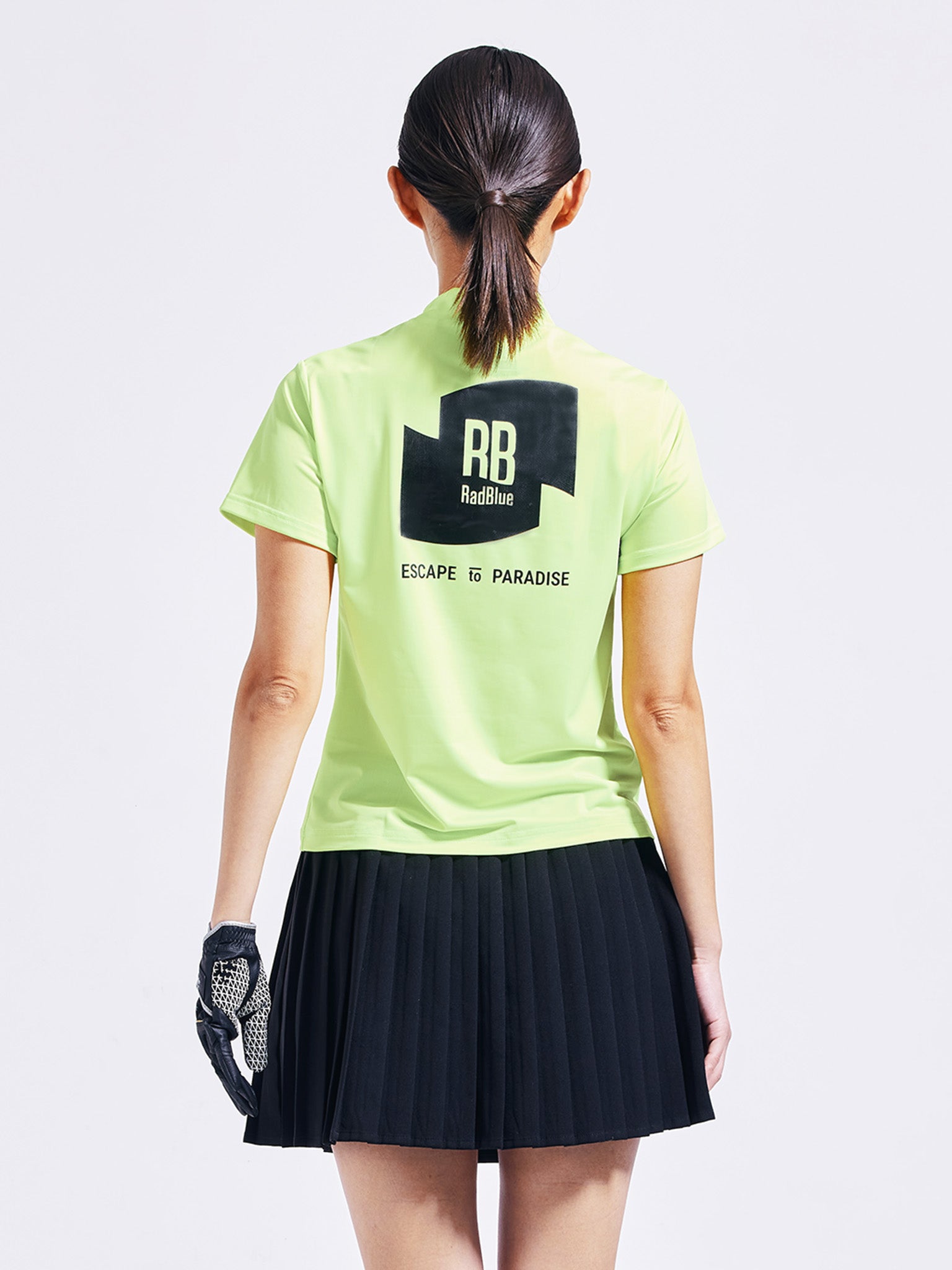 カラーストレッチモックネックS/S【logo】WOMENS