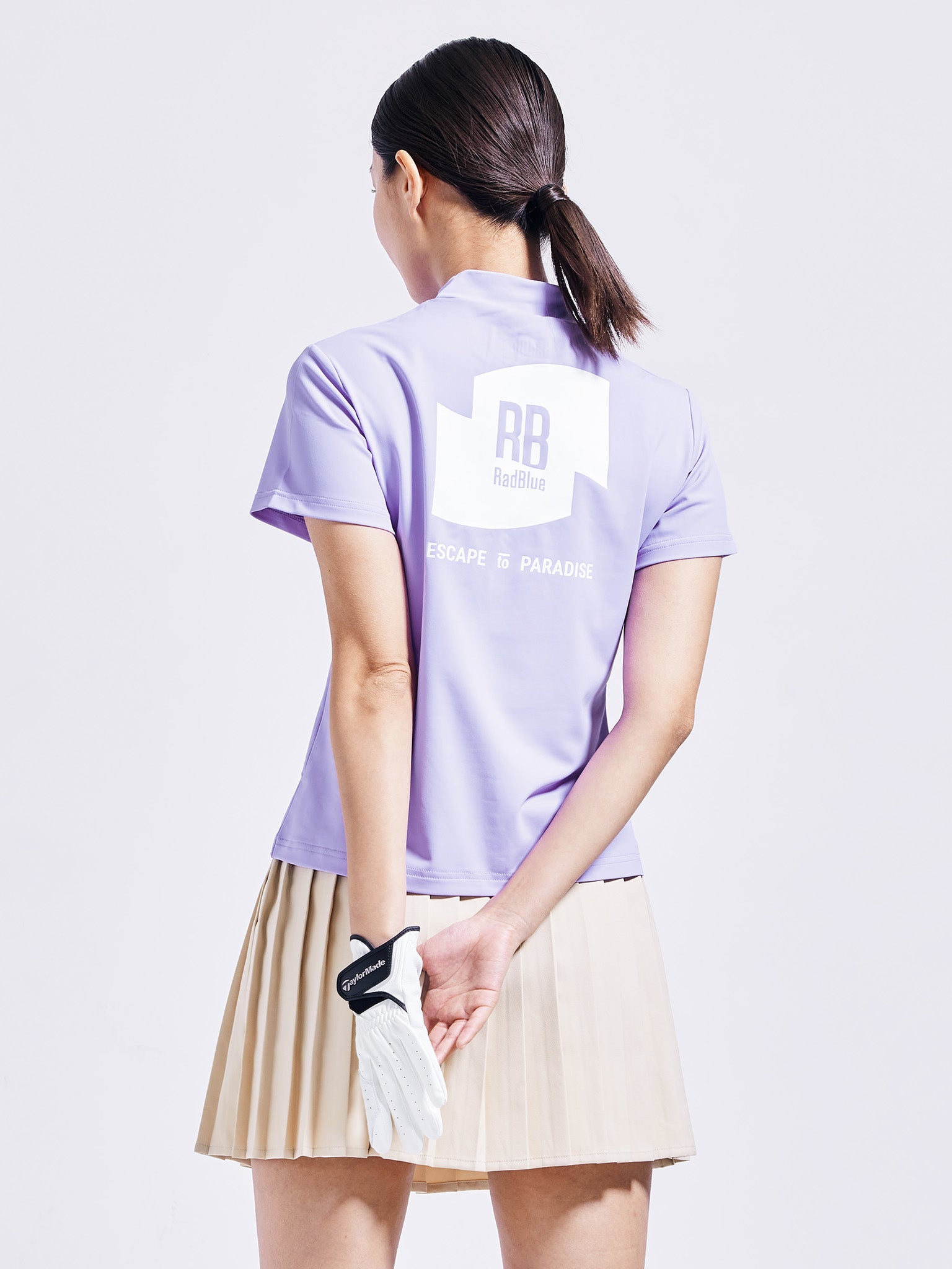 カラーストレッチモックネックS/S【logo】WOMENS
