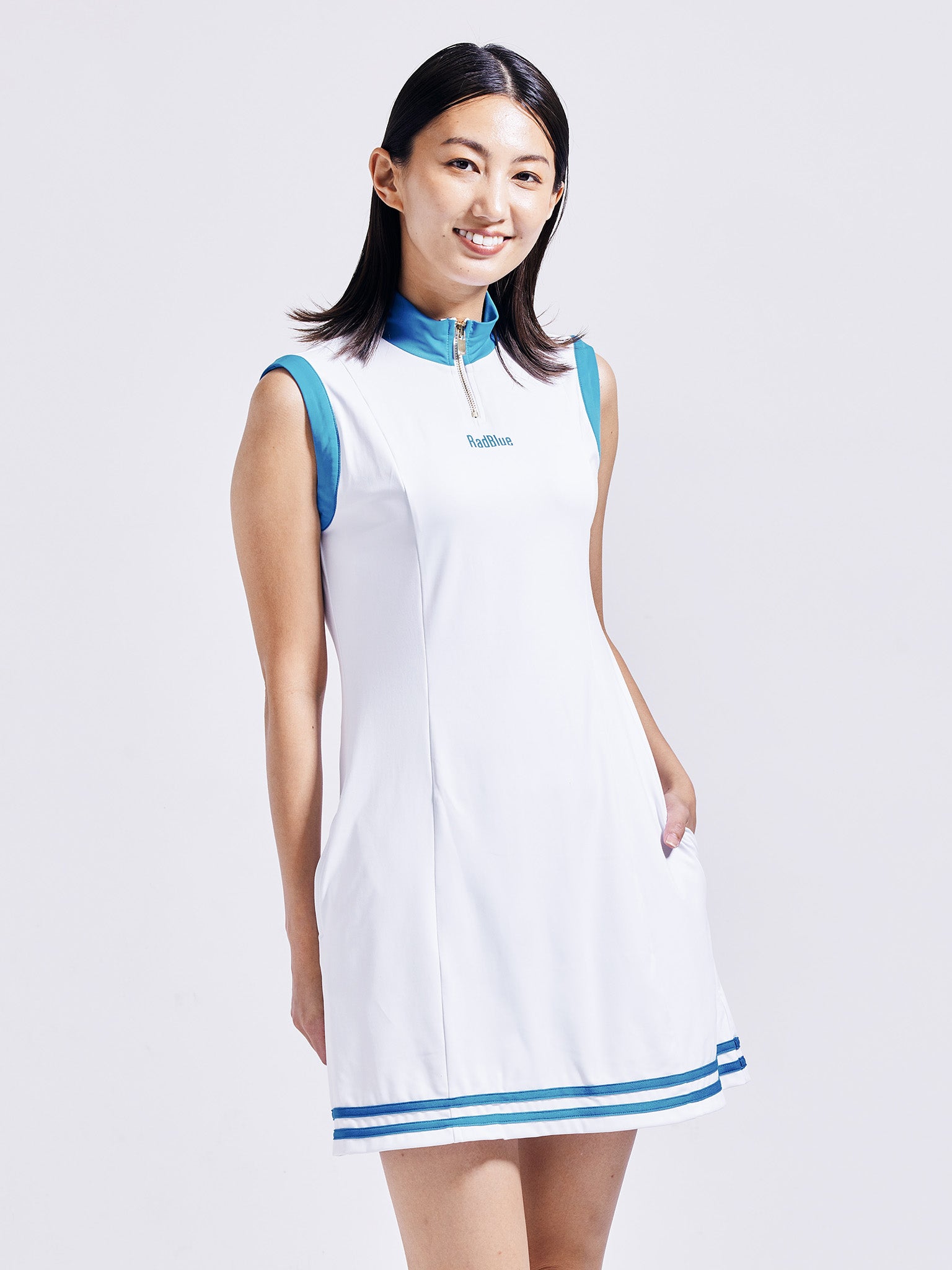Mock neck zip dress