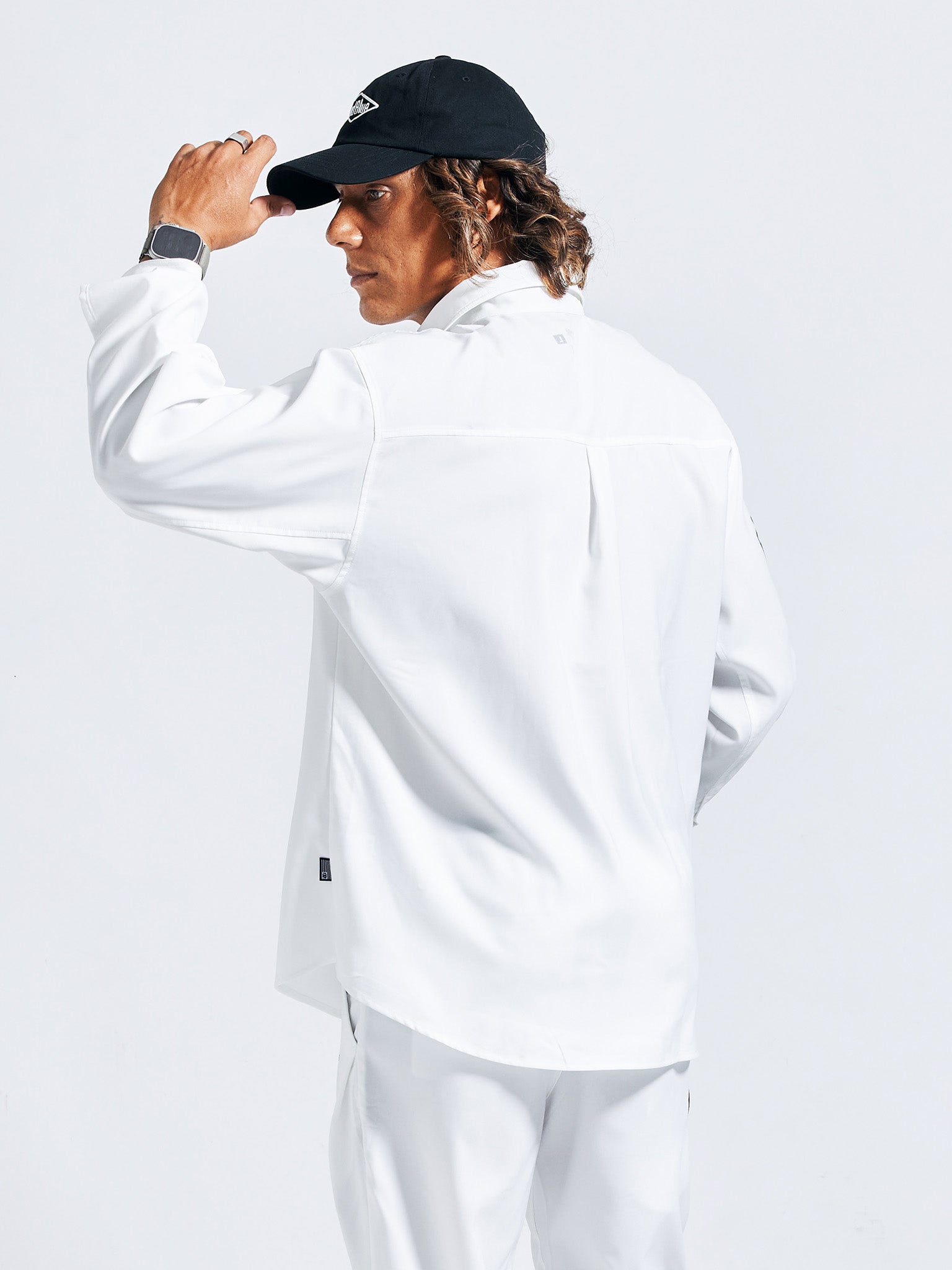 Reflax®RadBlue ×FlashPacker stretch linen-like shirt