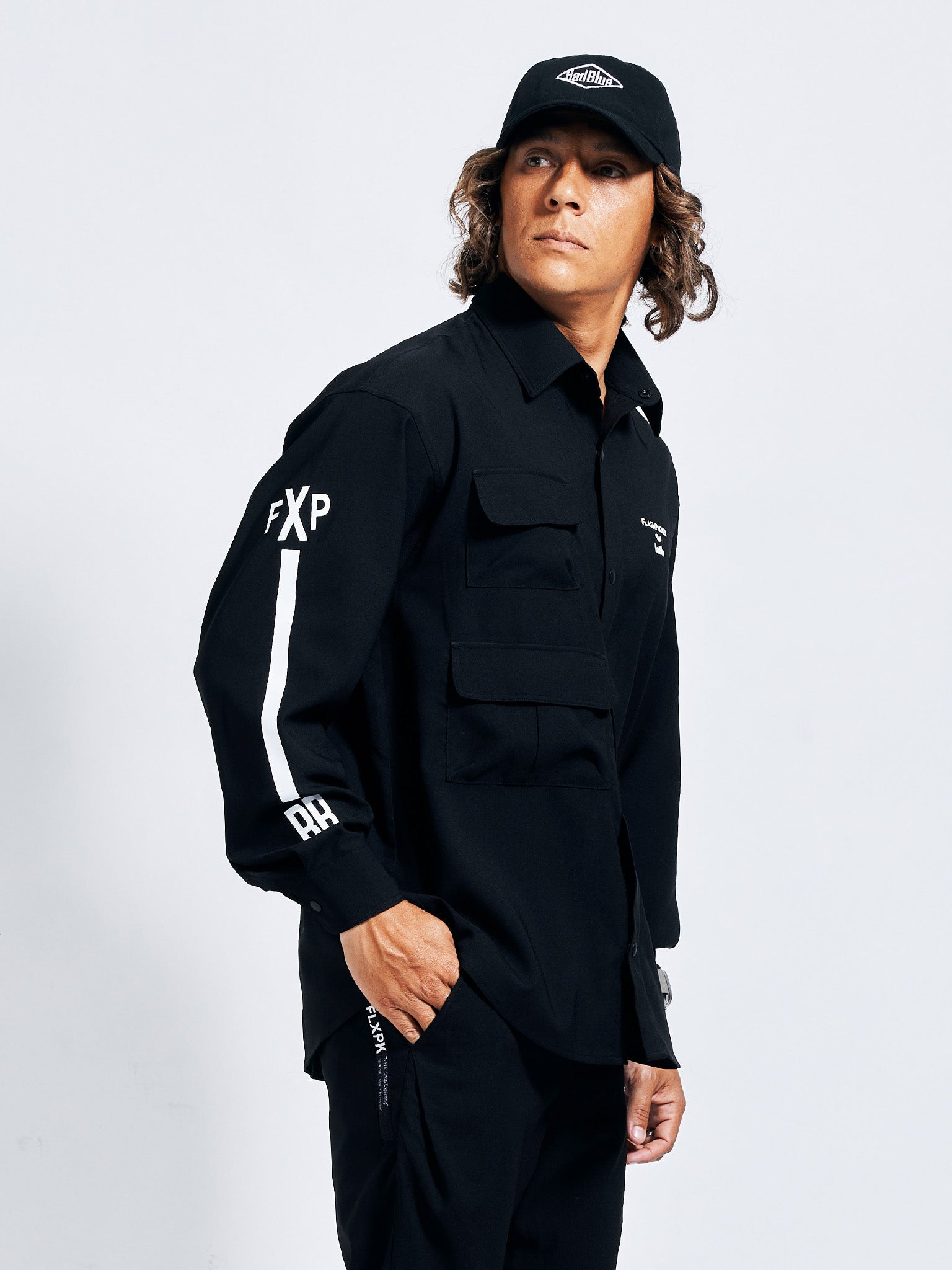 Reflax®RadBlue ×FlashPacker stretch linen-like shirt