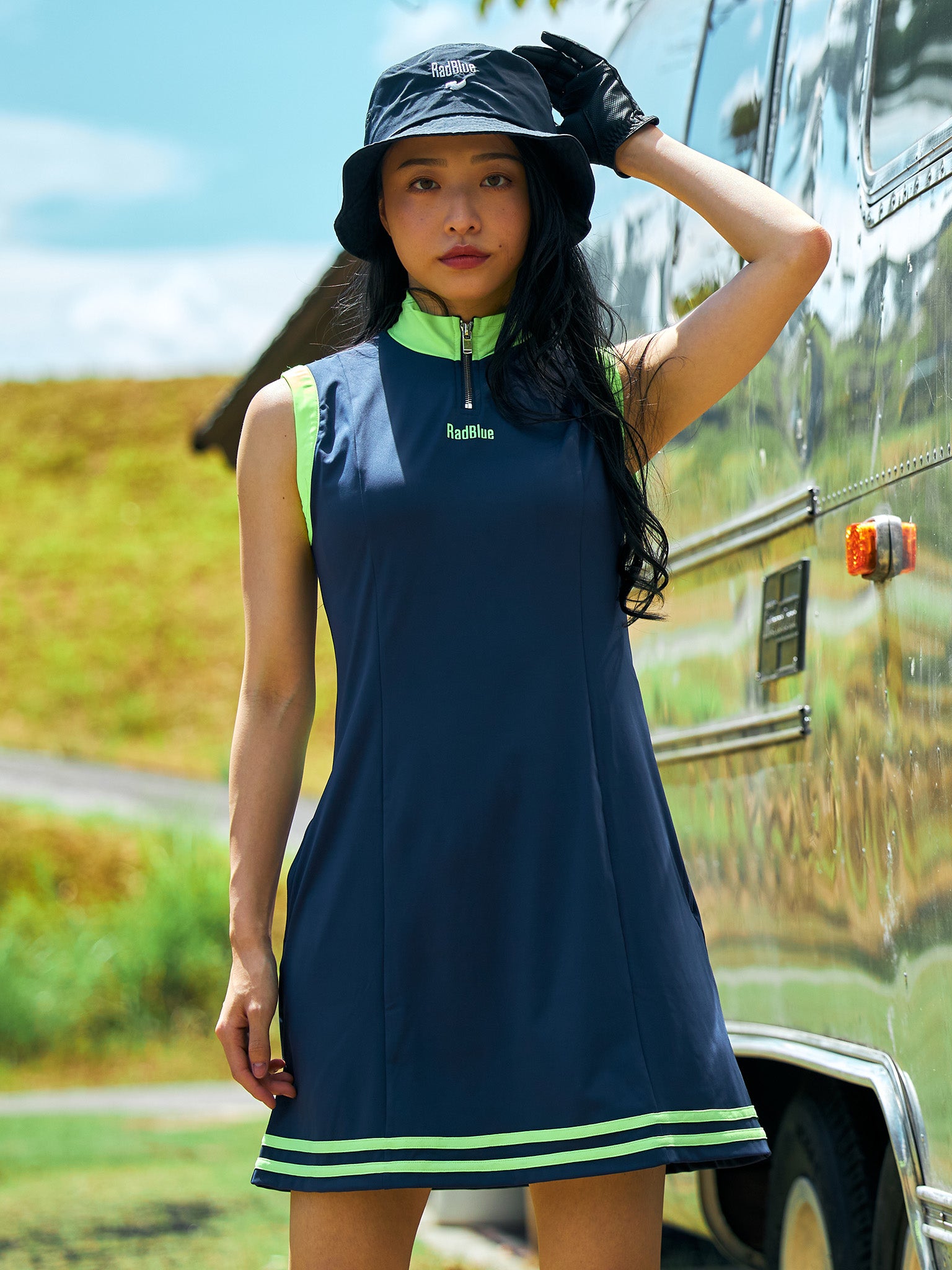 Mock neck zip dress