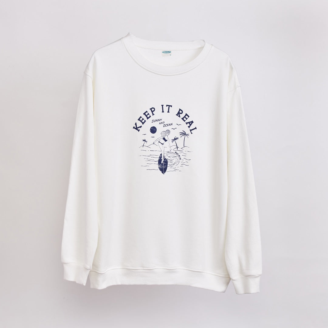 スーピマコットン スウェットシャツ【SURF GIRL】