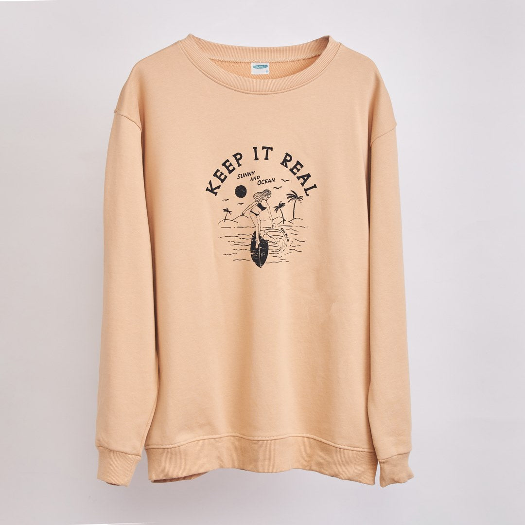 スーピマコットン スウェットシャツ【SURF GIRL】