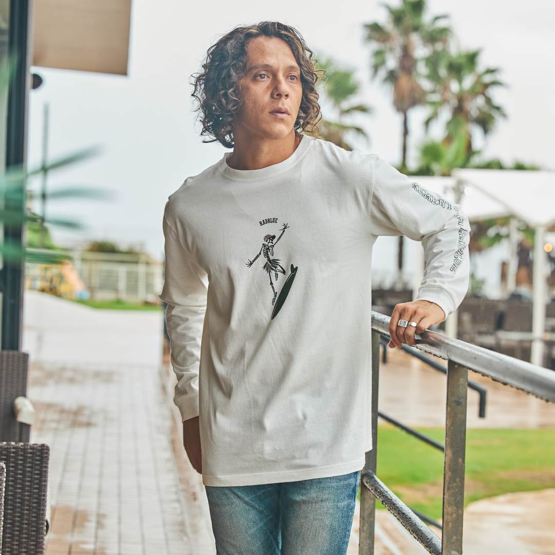 OEコットン ロングスリーブTシャツ【SKULL SURF】