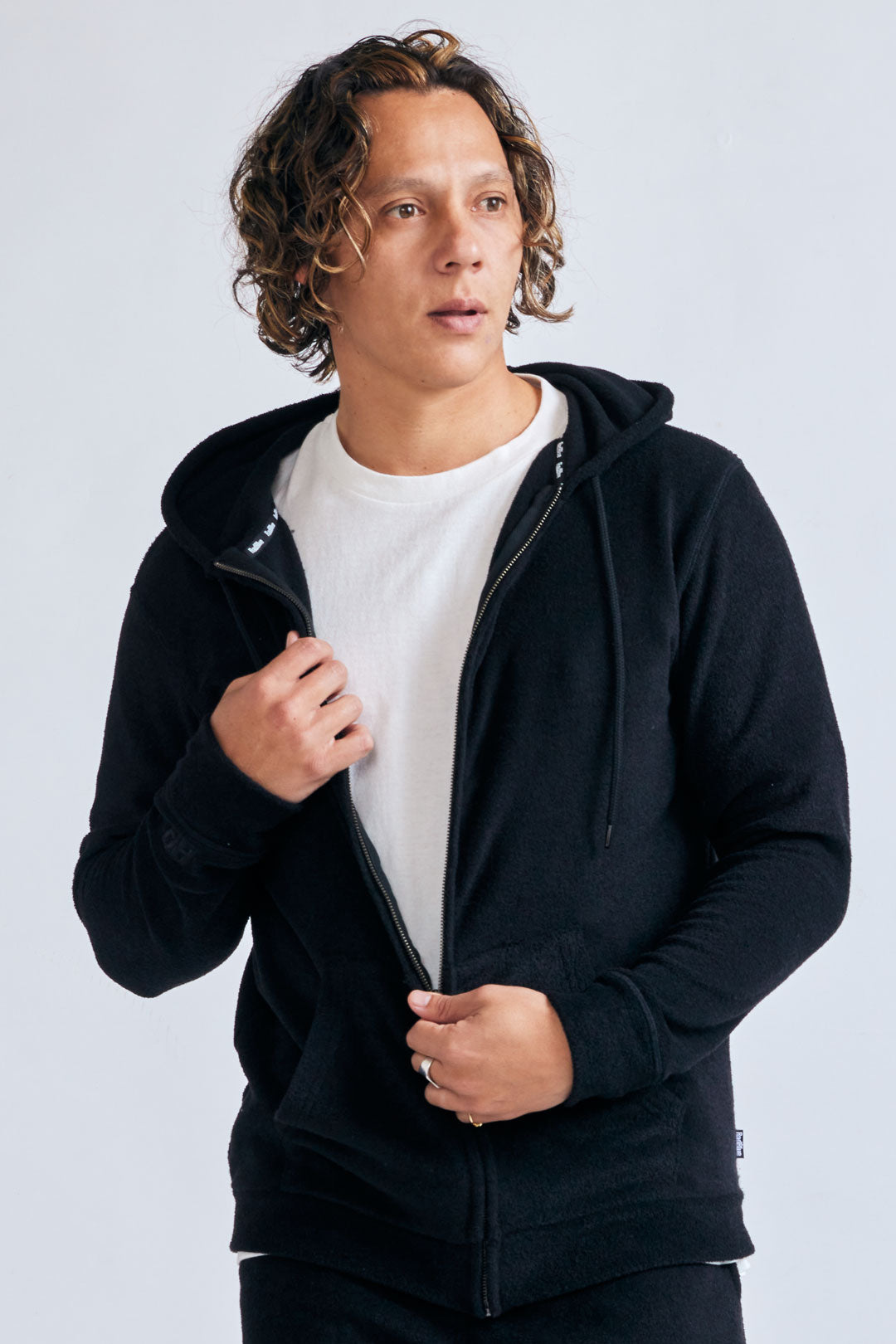 3D pile zip hoodie