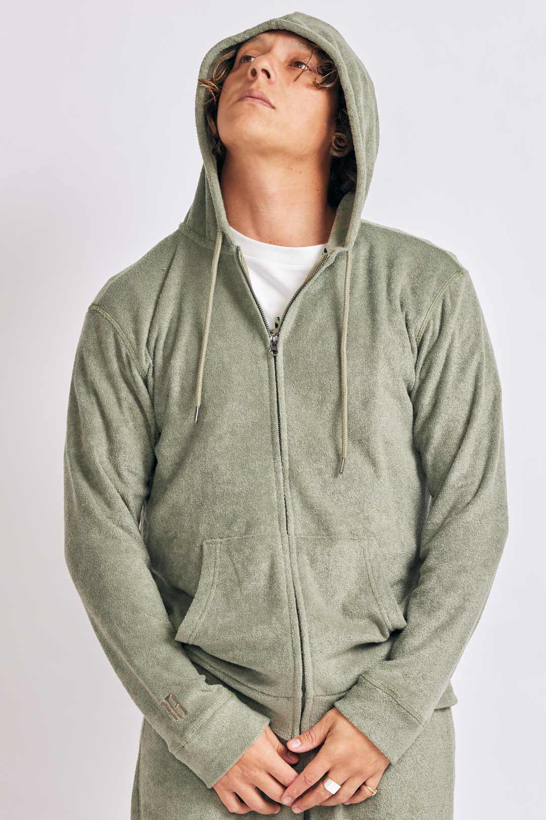 3D pile zip hoodie
