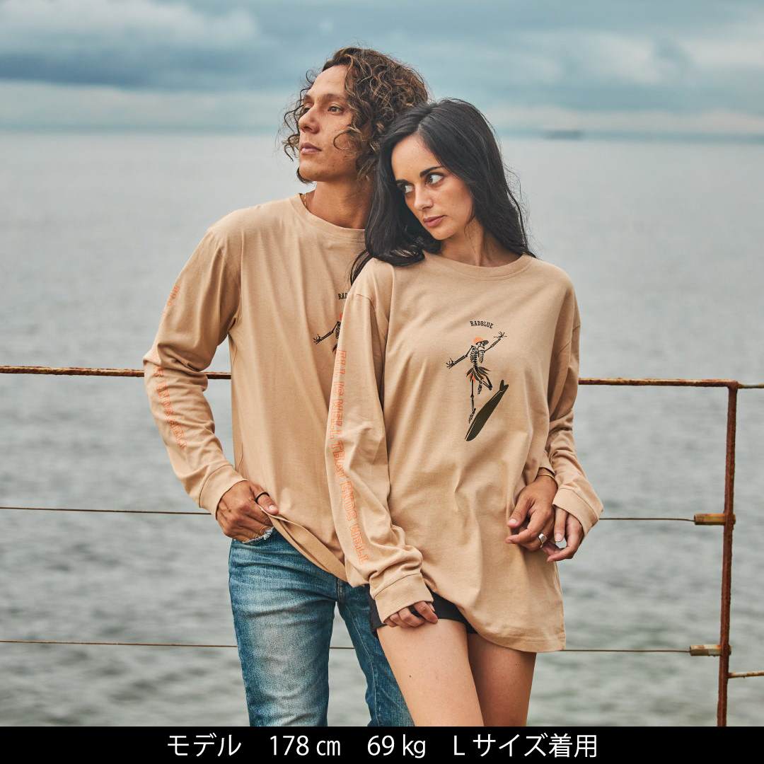 OEコットン ロングスリーブTシャツ【SKULL SURF】