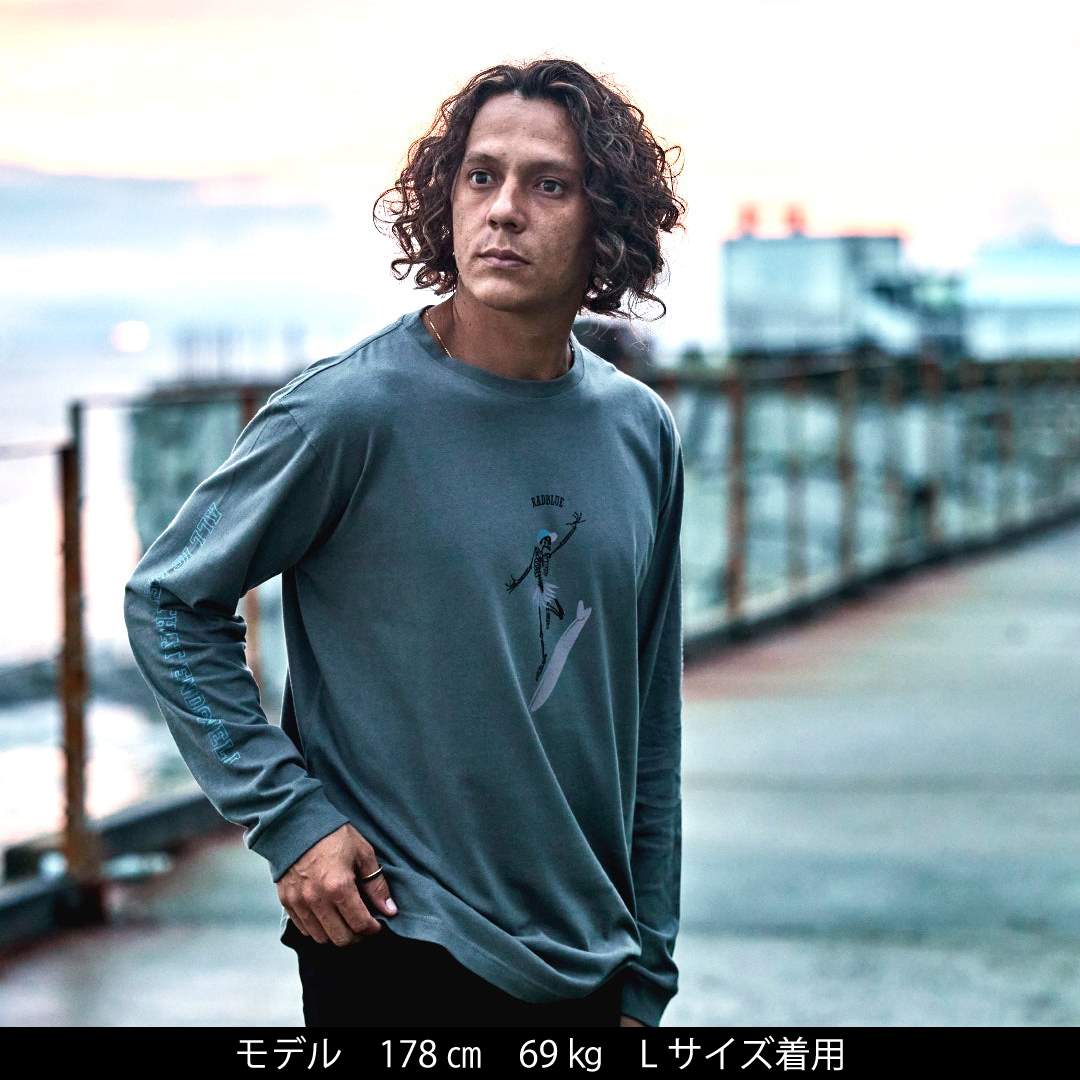 OEコットン ロングスリーブTシャツ【SKULL SURF】