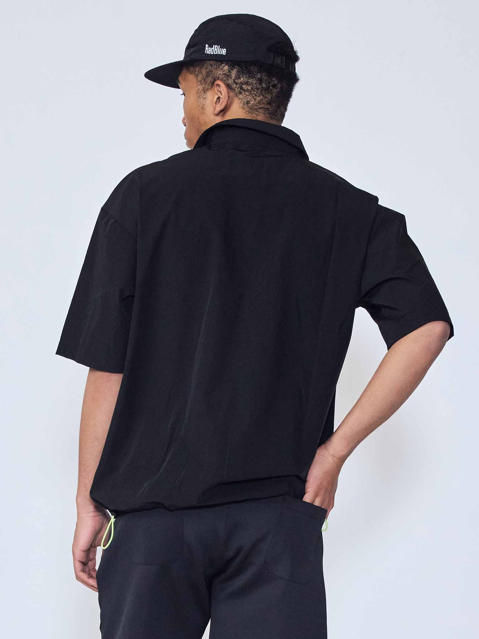 Stretch nylon over polo shirt