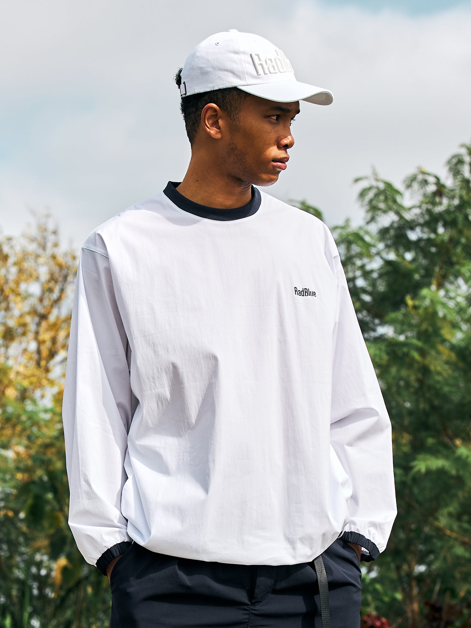 Tech cotton nylon pullover [logo]