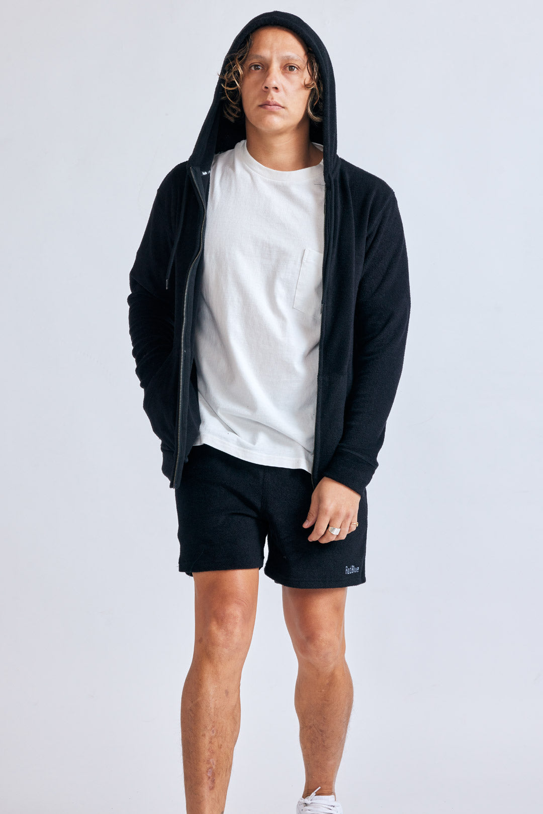 3D pile zip hoodie
