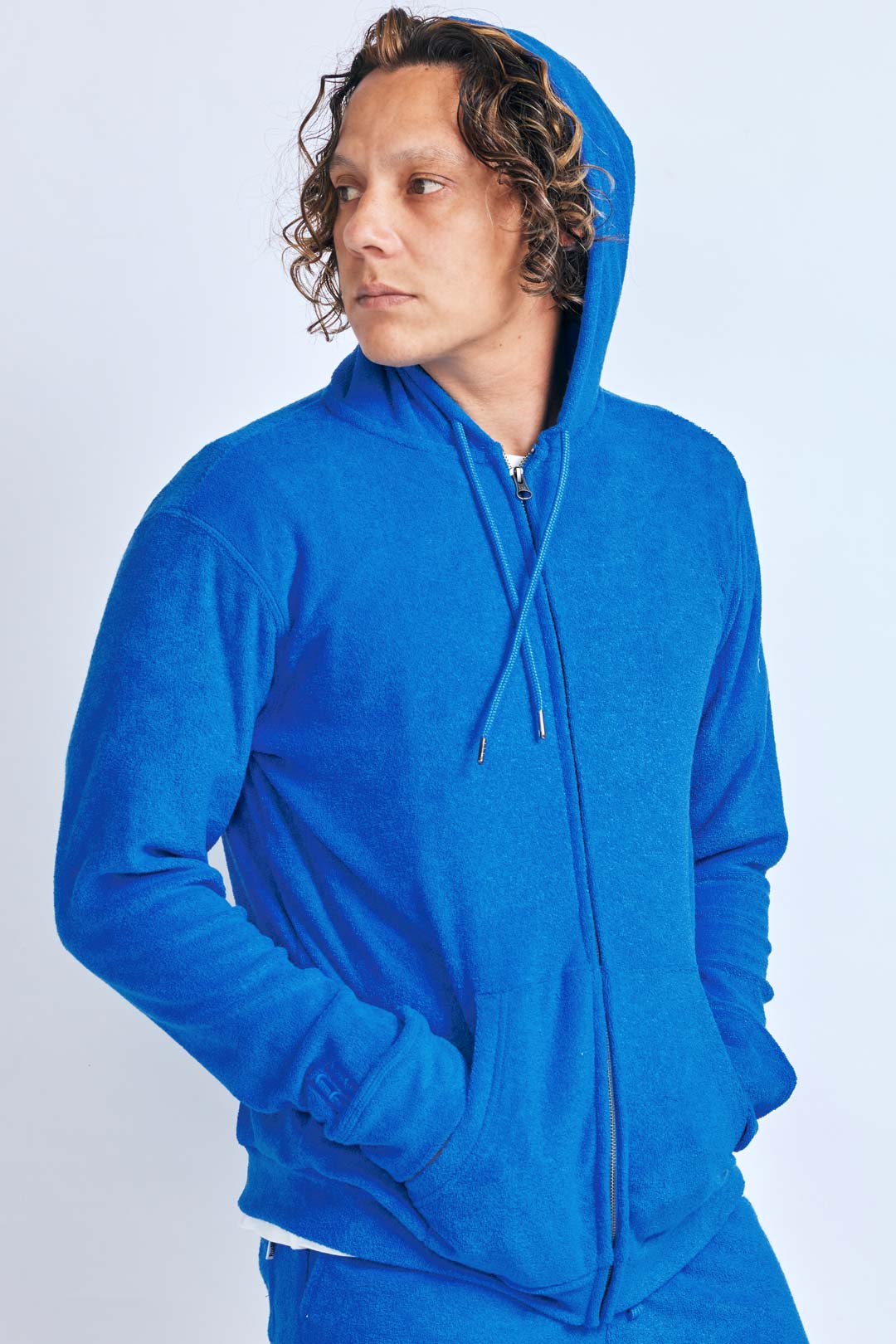 3D pile zip hoodie
