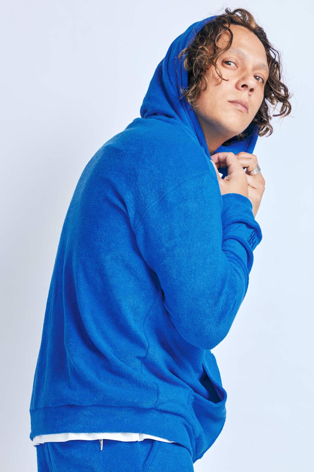3D pile zip hoodie