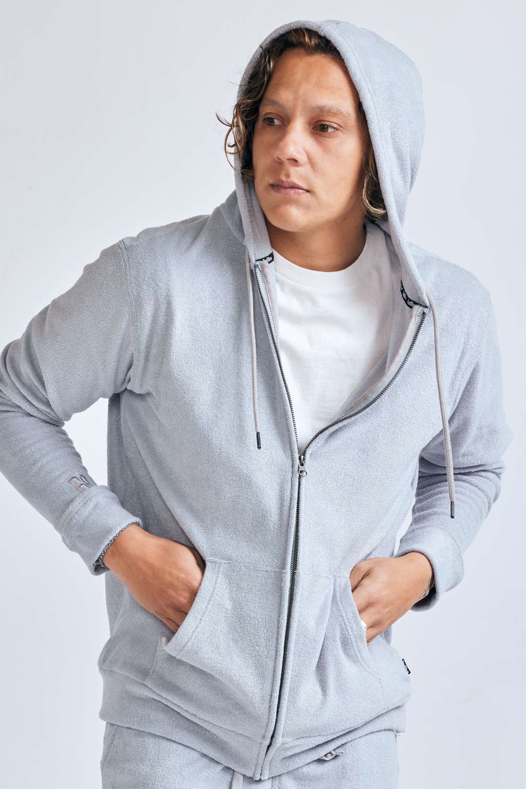 3D pile zip hoodie