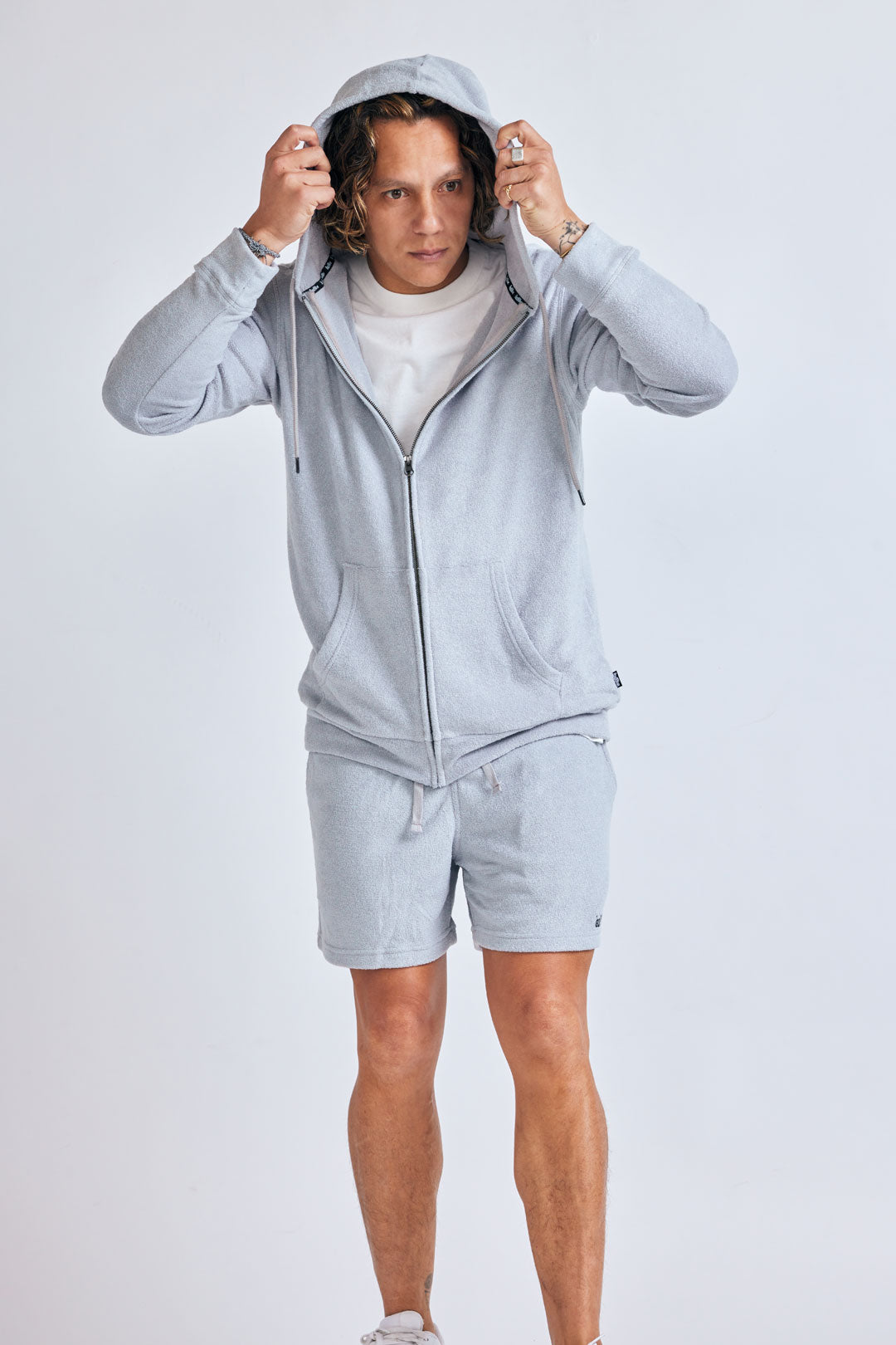 3D pile zip hoodie