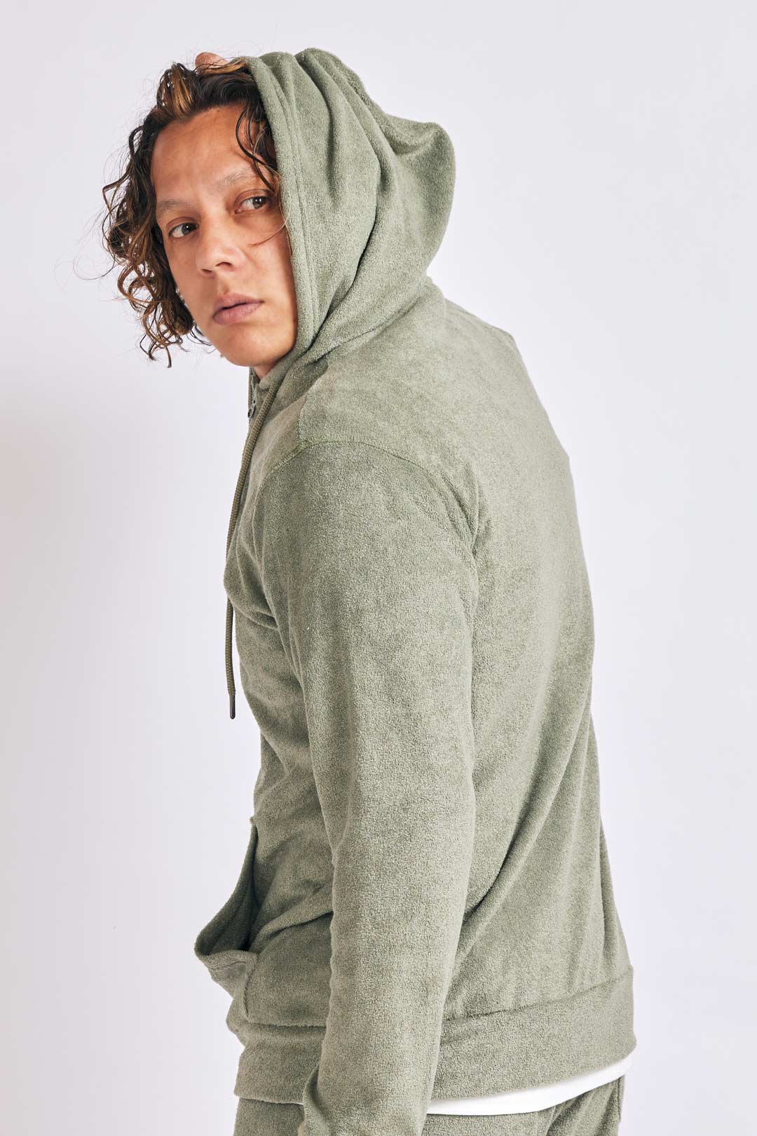 3D pile zip hoodie