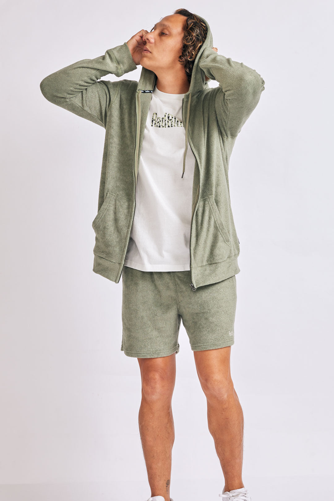 3D pile zip hoodie