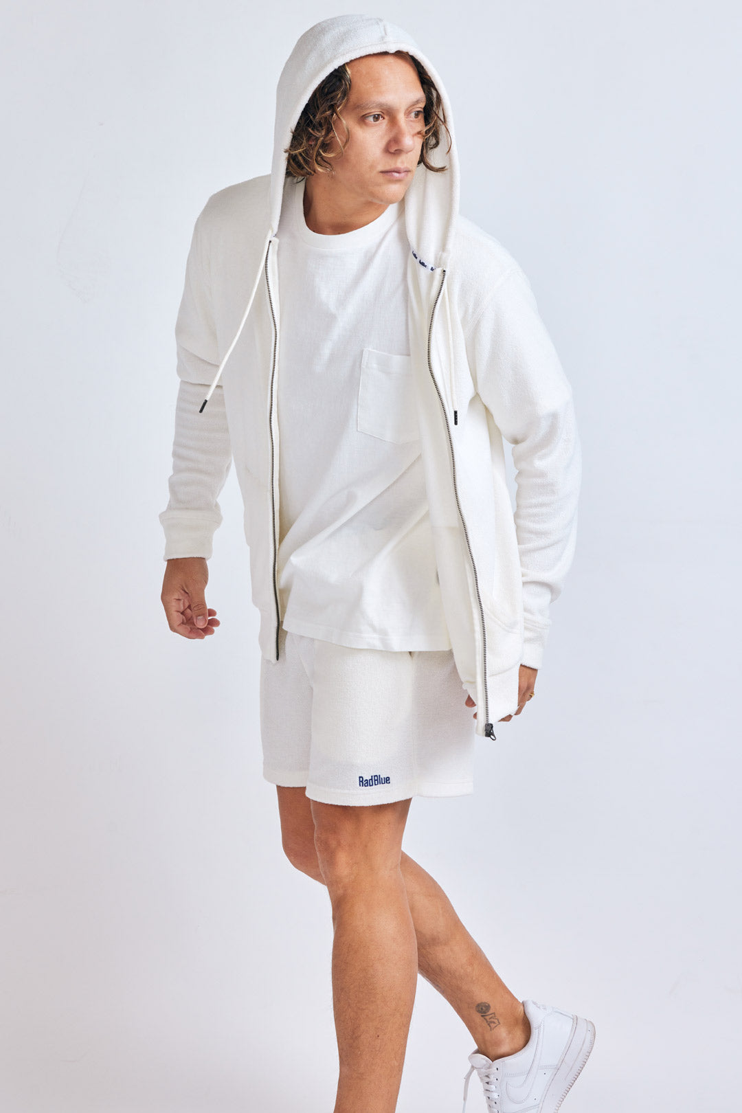 3D pile zip hoodie