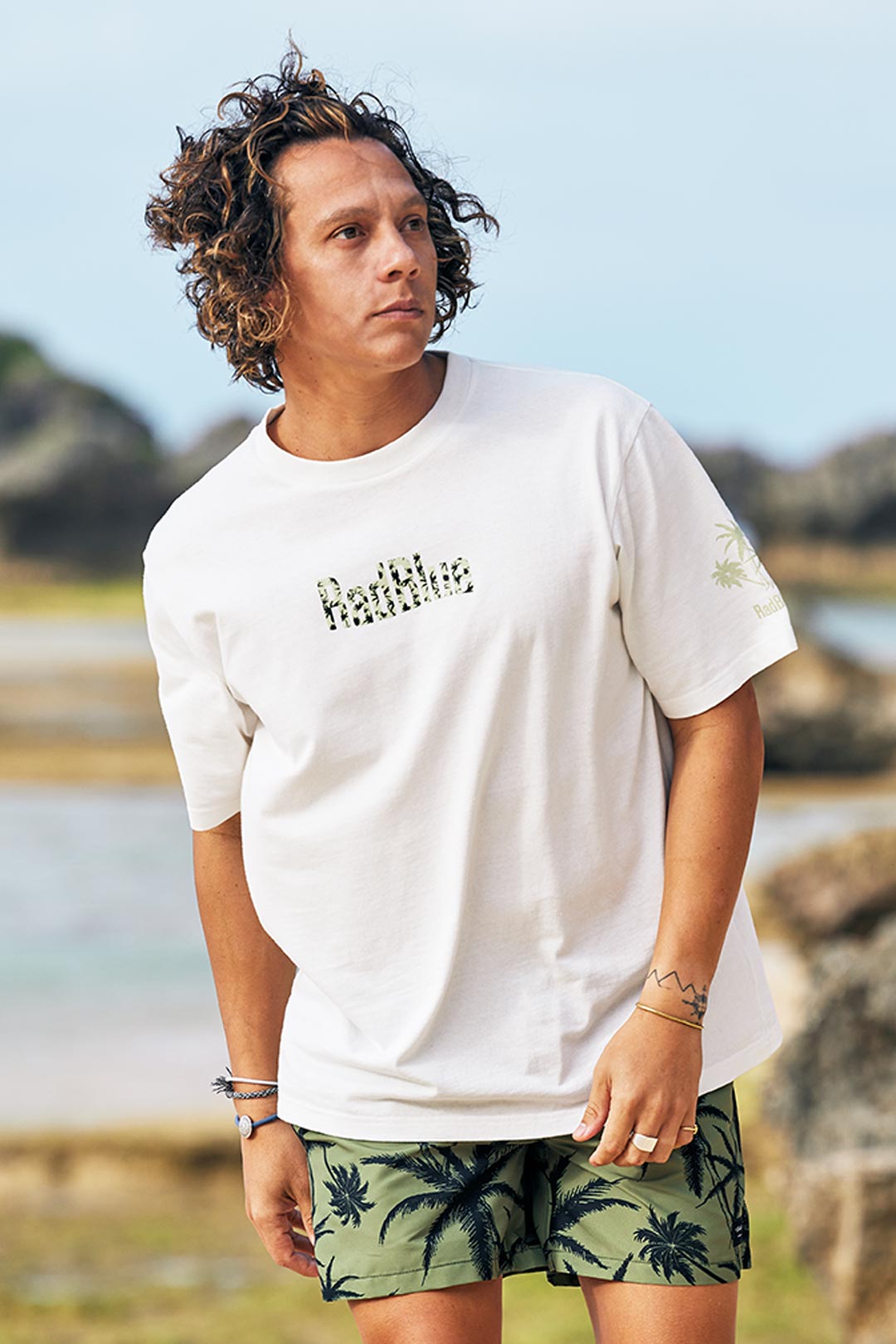 OEコットン 半袖メンズTシャツ【Palm】